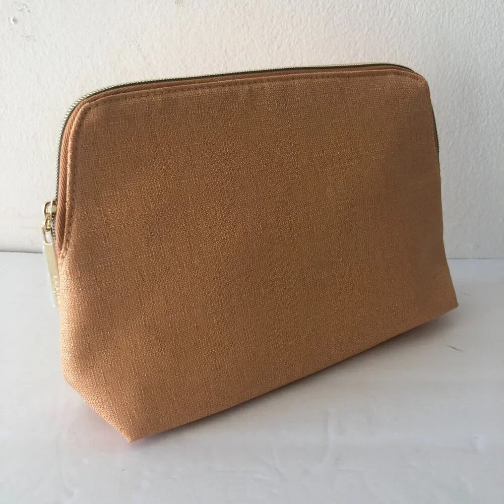 Lancome Pouch Cosmetic Bag Yellow Gold Sparkle Canvas New NEW